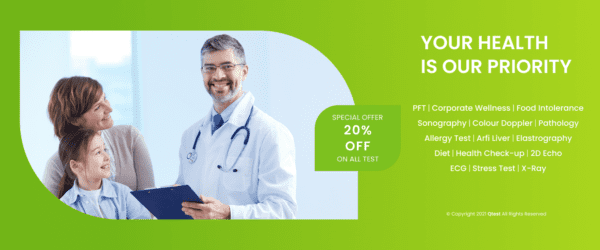 Your health is our priority. 20% discount on all tests. PFT, Corporate Wellness, Food Intolerance, Sonography, Color Doppler, Pathology